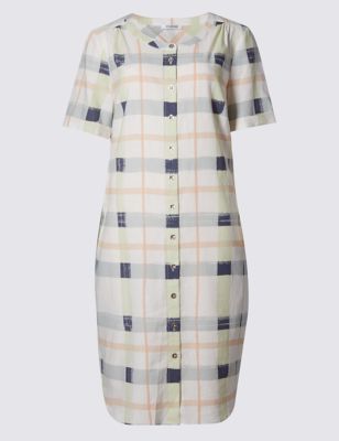 Loose Fit Checked Shift Dress